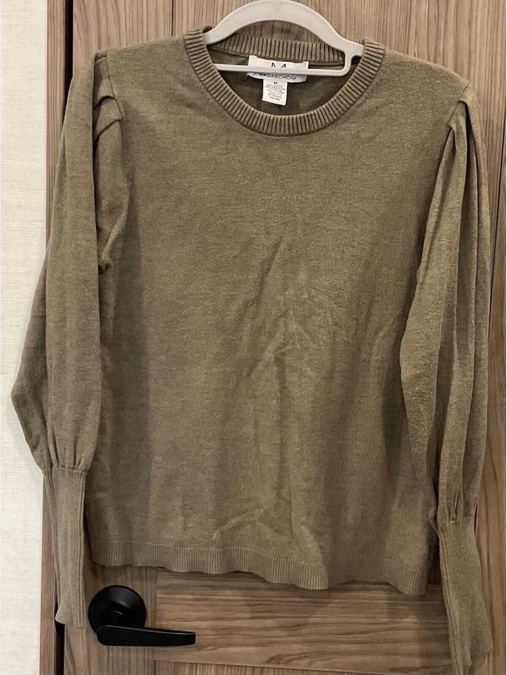 Magaschoni Womens Green Long Sleeve Sweater Size M